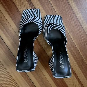 Nasty Gal zebra print mules size US 8